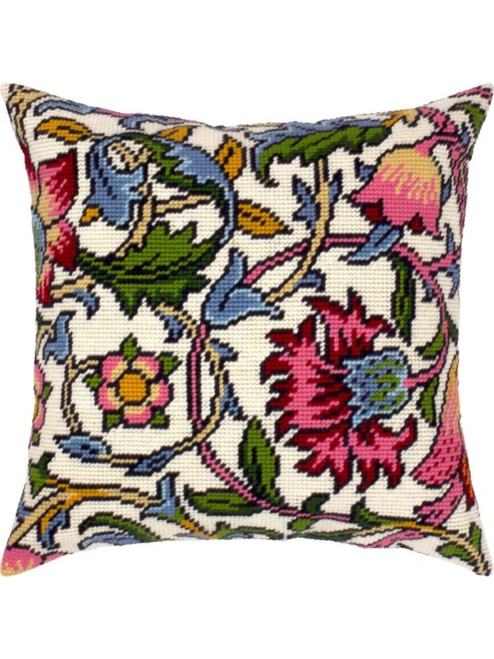Floral Embroidery Kit for Adults & Beginners - 16" Cotton Canvas, Needles & Yarn